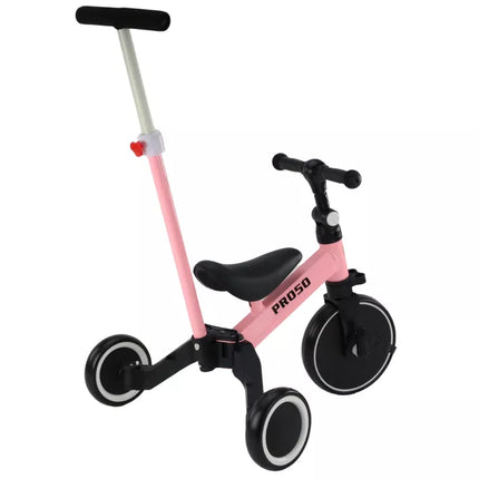 Triratukas PRO50 su stūmimo rankena, rožinis