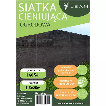 Tvoros maskavimo tinklas, pilkas, 1.5m x 25m, 140g/m²