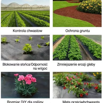Juoda agrotextilė 160 cm x 50 m UV 90 g nuo piktžolių + tvirtinimo elementai