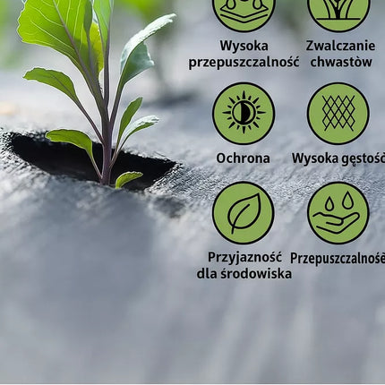 Juoda agrotextilė 1.1x100m UV 135g nuo piktžolių su tvirtinimo elementais