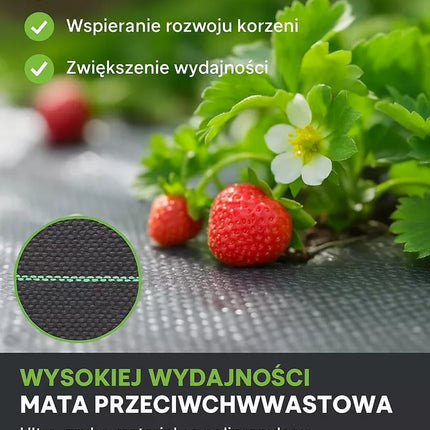 Juoda agrotextilė 1.1x100m UV 135g nuo piktžolių su tvirtinimo elementais
