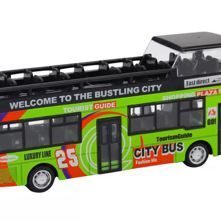 Turistinis autobusas, dviaukštis, atidaromos durys, žalias