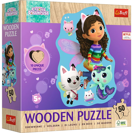 Dėlionė - "50 Puzzle Drewniane Konturowe" - Linksma Gabby Trefl 20260