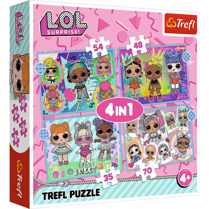 Dėlionė - "4w1" - Susipažinkite su lėlėmis / MGA LOL Surprise! Trefl 34613