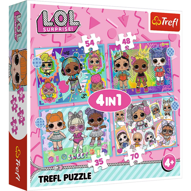 Dėlionė - "4w1" - Susipažinkite su lėlėmis / MGA LOL Surprise! Trefl 34613