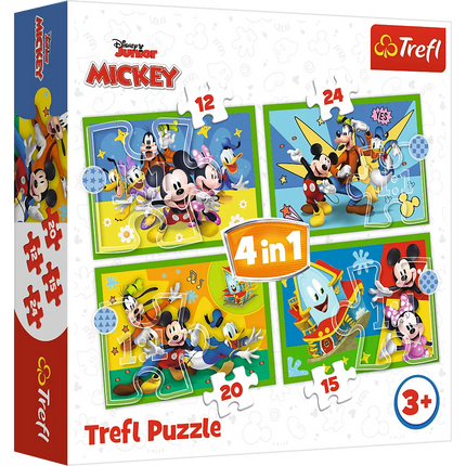 Dėlionė - "4in1 (12, 15, 20, 24)" - Tarp draugų Mikis Peliukas Trefl 34616