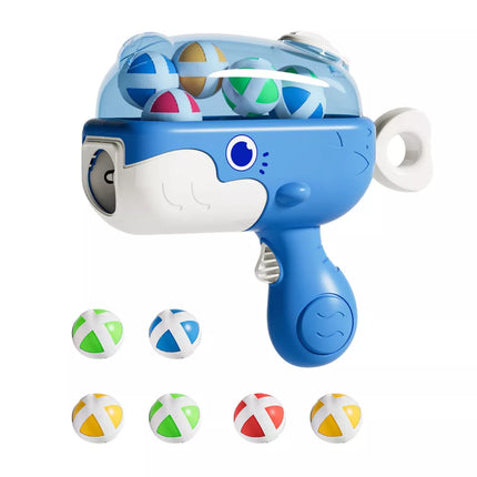 Velcro kamuoliukų šautuvas su medžiaginiu taikiniu „Mėlynas banginis“.