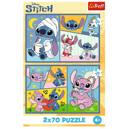 Dėlionė 2x70 Nėra vietos nuoboduliui su Disney Stitch Lilo Stitch Trefl 34444