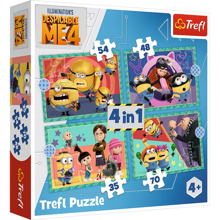 Dėlionė - 4 viename - Crazy Minions Trefl 34648