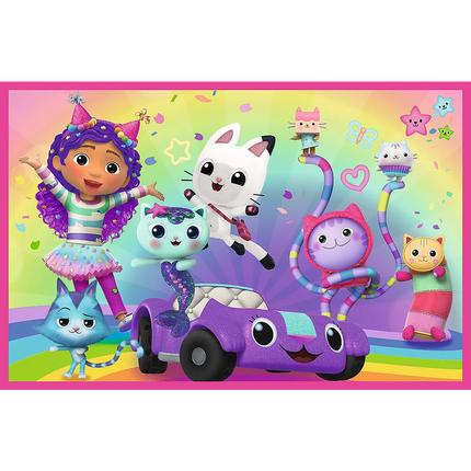 Dėlionė - 2x24 - Linksmybės su Gabby - Universalus Gabby lėlių namelis Trefl 34433