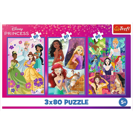 Dėlionė - 3x80 - Princesės draugės - Disney Princess Trefl 34884