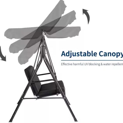 Trivietė sodo sūpynė supamoji pagalvėlė Čiužinys Juodas