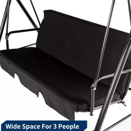 Trivietė sodo sūpynė supamoji pagalvėlė Čiužinys Juodas