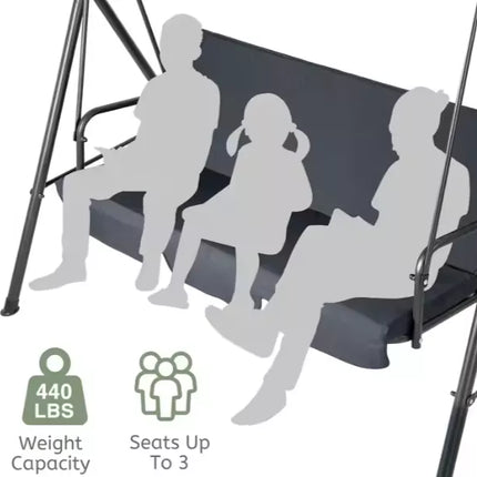 Trisėdės sodo sūpynės su pagalvėlėmis ir čiužiniu, pilkos spalvos