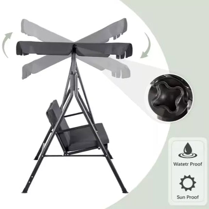 Trisėdės sodo sūpynės su pagalvėlėmis ir čiužiniu, pilkos spalvos