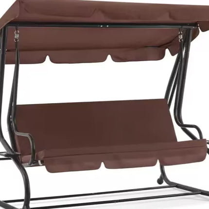 Keturių vietų sodo supynės su stogeliu, laisvai pastatomos, rudos