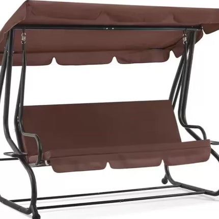 Keturių vietų sodo supynės su stogeliu, laisvai pastatomos, rudos