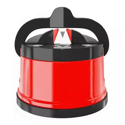 Peilių ir žirklių galąstuvas su siurbtuku ir fiksavimo svirtimi, raudonas