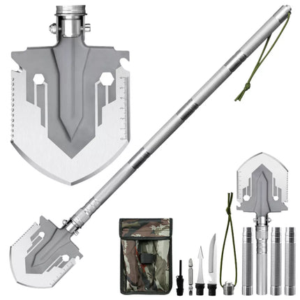 Karinė kastuvė 16 viename Taktiniai išgyvenimo įrankiai: Peilis, Ugnies skeltuvas, Kapoklis