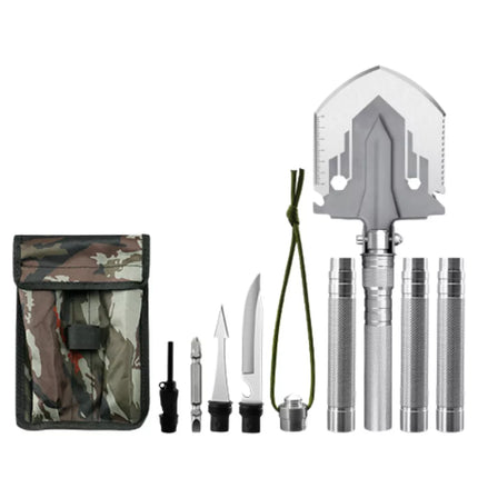 Karinė kastuvė 16 viename Taktiniai išgyvenimo įrankiai: Peilis, Ugnies skeltuvas, Kapoklis
