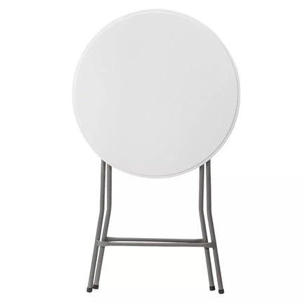 Sulenjamas stalas su užraktu, maitinimui, banketams, apvalus, baltas 80x73cm