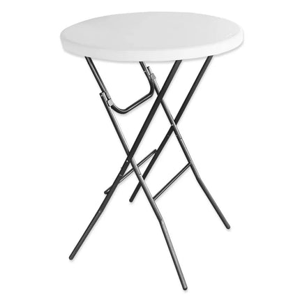 Sulenjamas stalas su užraktu, maitinimui, banketams, apvalus, baltas 80x73cm