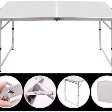 Sulankstomas stovyklavimo stalas, reguliuojamas aliuminis, baltas, 120x60 cm