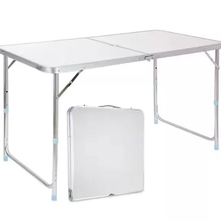 Sulankstomas stovyklavimo stalas, reguliuojamas aliuminis, baltas, 120x60 cm