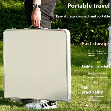 Sulankstomas stovyklavimo stalo komplektas su 4 kėdėmis, pilkas