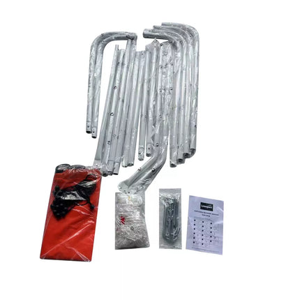 Raudoni futbolo treniruočių vartai su taikinio kilimėliu 213x152x75cm