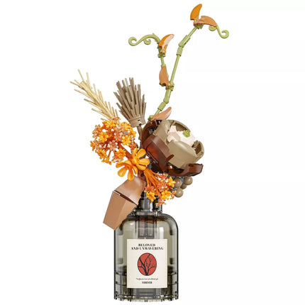 Konstruktorius Rudens gėlių puokštė vazoje, smėlio ir rudos spalvų, 362 dalys