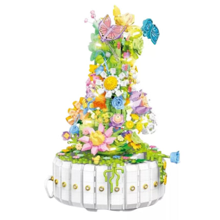 Konstruktorius „Gėlių kompozicija su drugeliais“ su LED lemputėmis, 1399 vnt.