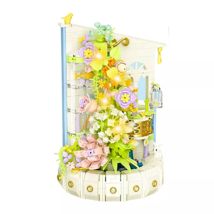 Konstruktorius „Gėlių kompozicija su LED šviesos bokštu“, 632 vnt.