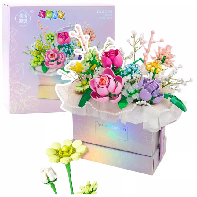 Konstruktorius dėžėje „Gėlės dėžutė“, violetinis LED, 706 vnt.