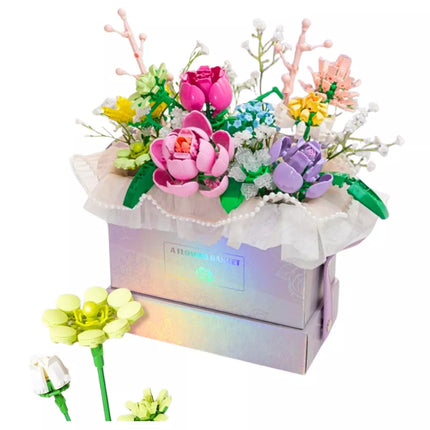 Konstruktorius dėžėje „Gėlės dėžutė“, violetinis LED, 706 vnt.