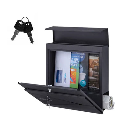 Didysis pašto dėžutė laiškams ir laikraščiams, antracitas, užrašas POST, 37x37x10,5 cm