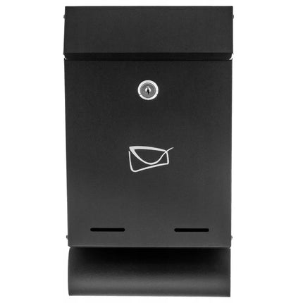 Pašto dėžutė laiškams ir laikraščiams, juodo cinkuoto plieno, 32,5x22,5x9,5cm