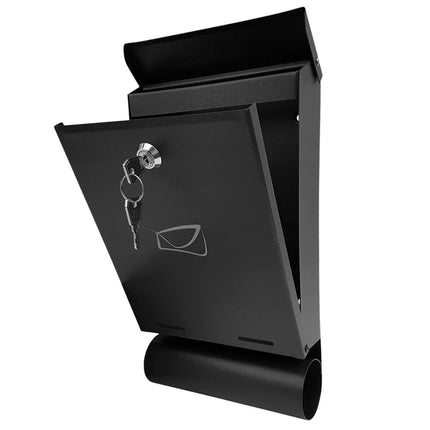 Pašto dėžutė laiškams ir laikraščiams, juodo cinkuoto plieno, 32,5x22,5x9,5cm