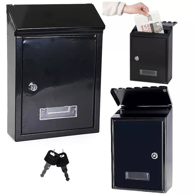 Pašto dėžutė laiškams, cinkuoto plieno, juoda, 26.5x18.5x6.5cm