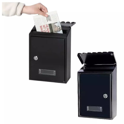 Pašto dėžutė laiškams, cinkuoto plieno, juoda, 26.5x18.5x6.5cm