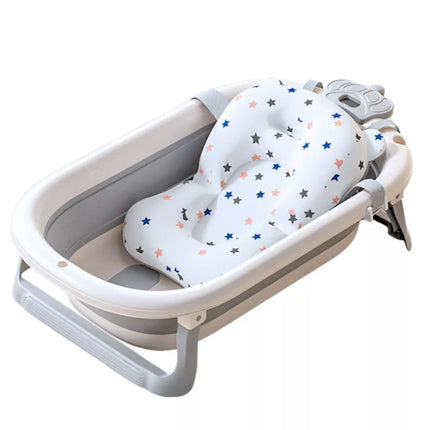Kūdikio vonelė su termometru, sulankstoma pagalvėlė, pilka su žvaigždutėmis