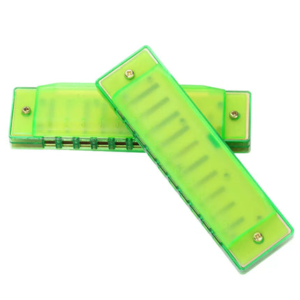 10 skylių armonika pradedantiesiems, žalios spalvos dėklas