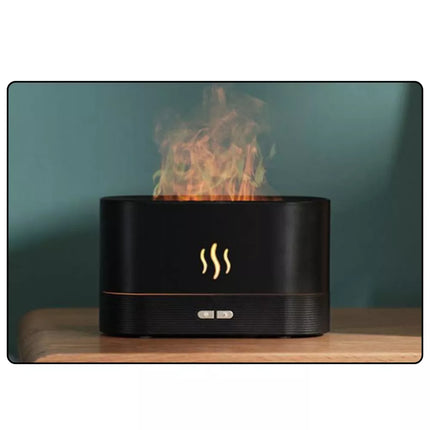 Oro drėkintuvas Difuzorius Aromaterapija Ugnies Efektas Židinys Juodas 180ml