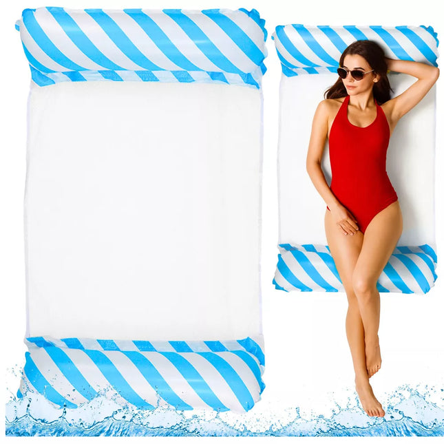 Pripučiamas vandens hamakas-gultas, baltas ir mėlynas, 120x70cm