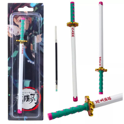 Katana kardas Anime metalinis tušinukas, juodas rašalas, keičiama šerdelė, turkio spalvos