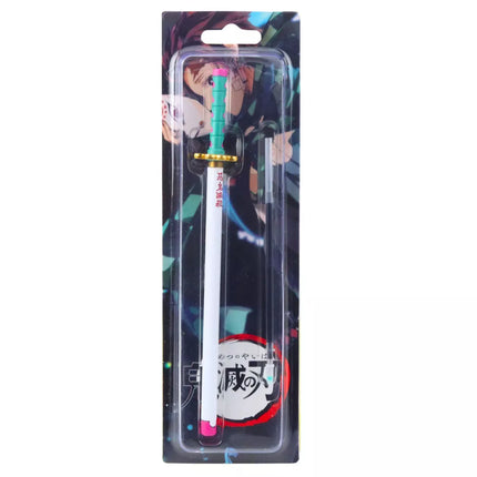 Katana kardas Anime metalinis tušinukas, juodas rašalas, keičiama šerdelė, turkio spalvos