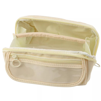 Mokyklinis pieštukų dėklas, praplečiamas, erdvus, kreminės spalvos, smėlinis, 20x10cm