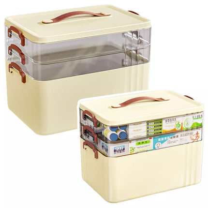 3 lygių talpi vaistų dėžutė, namų pirmosios pagalbos rinkinys