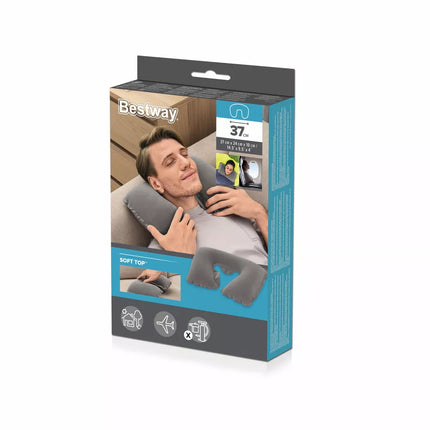 Pripučiama kelioninė pagalvė 46 x 28 cm Croissant Gray Bestway 67006