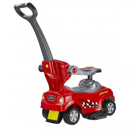 Vaikiška mašina-stumdukas su rankena tėvams – raudona